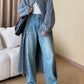 High waist straight denim pants