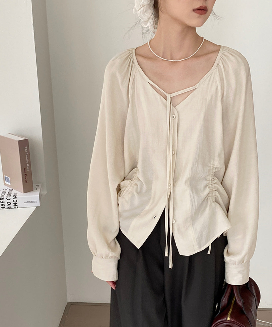 Sherling lagranc sleeve blouse