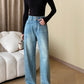 High waist straight denim pants