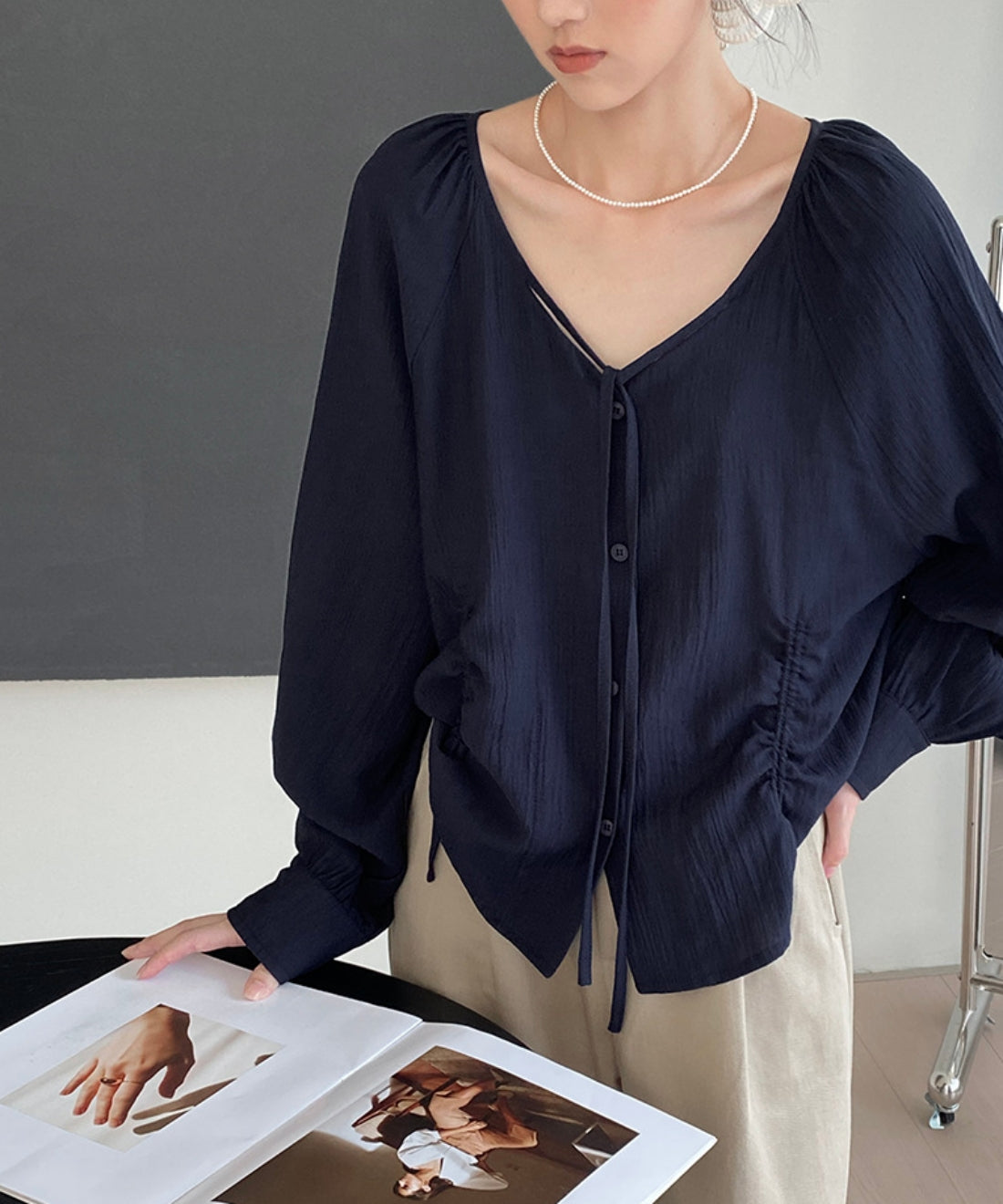 Sherling lagranc sleeve blouse