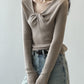 French knot V -neck pullover