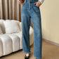 High waist straight denim pants