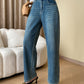 High waist straight denim pants