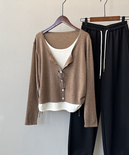 サイドシャーリングツーピースカーディガン