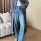 High waist straight denim pants