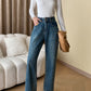 High waist straight denim pants