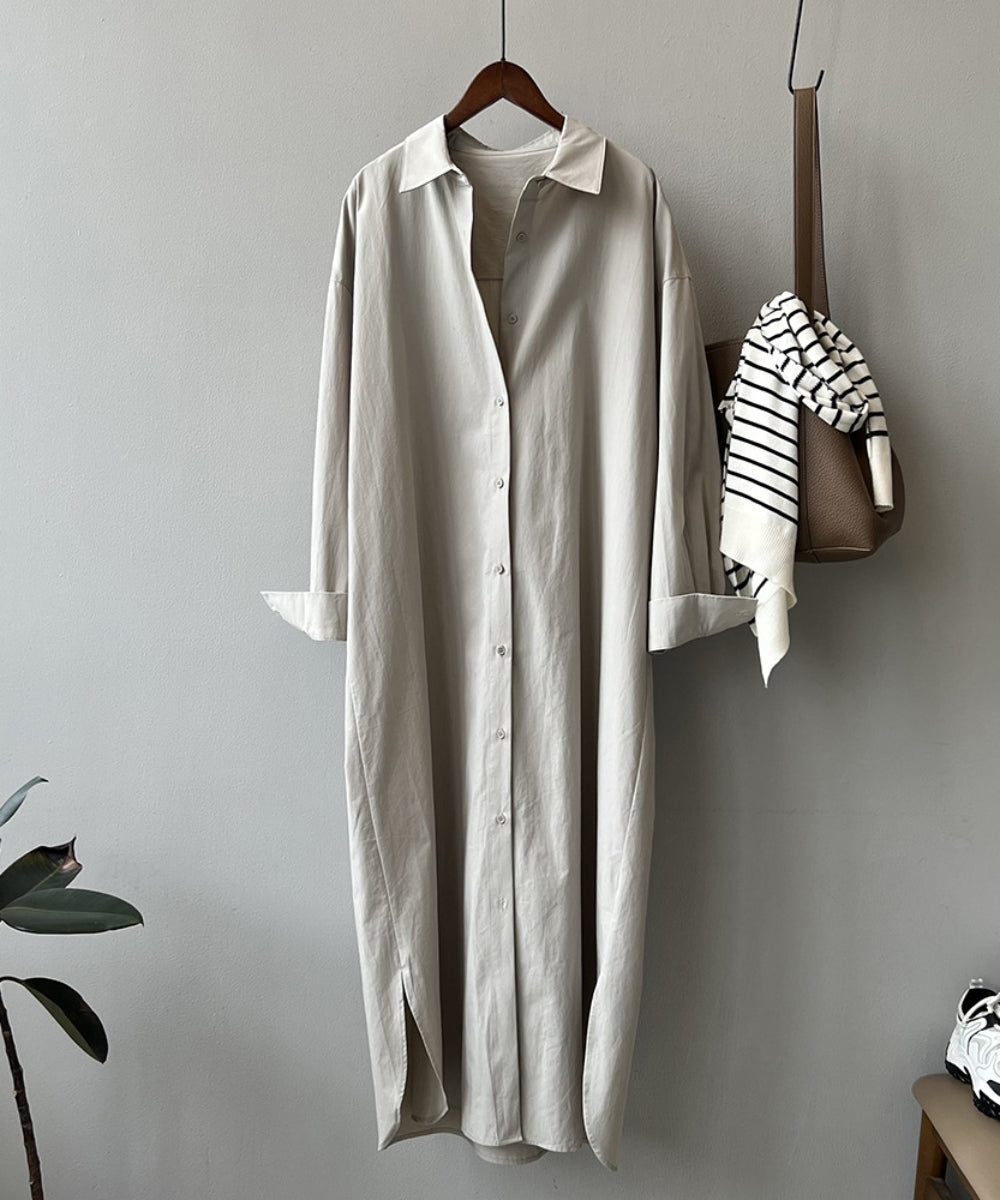 Slit long shirt dress