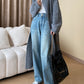 High waist straight denim pants