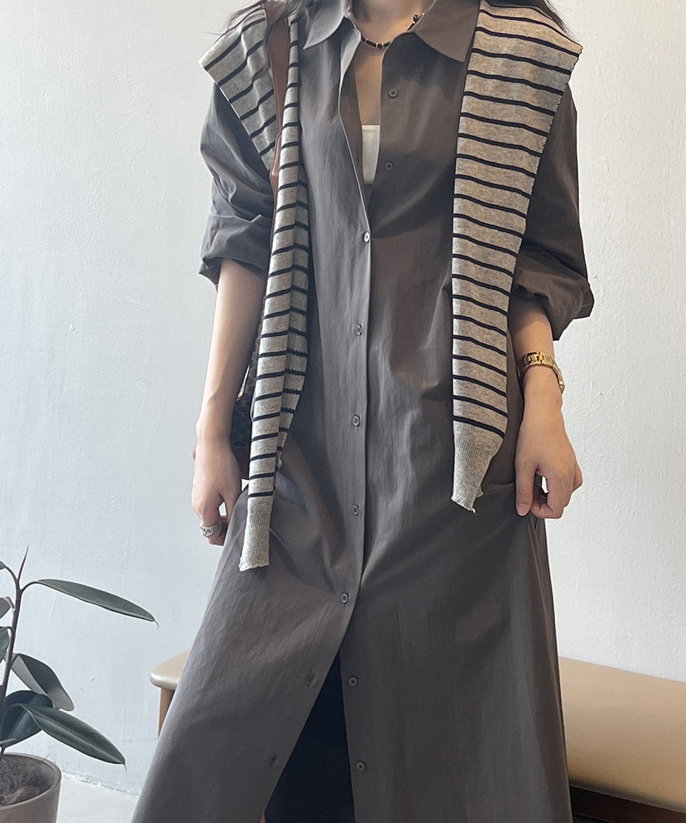 Slit long shirt dress