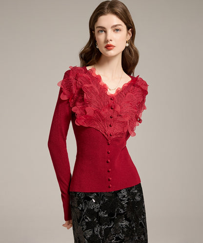 フェミニンフリルデザインニット