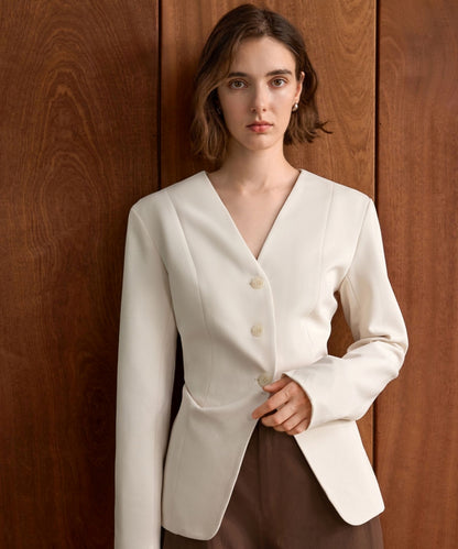 ウエストシェイプVネックジャケット