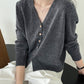 V neck knit soft cardigan