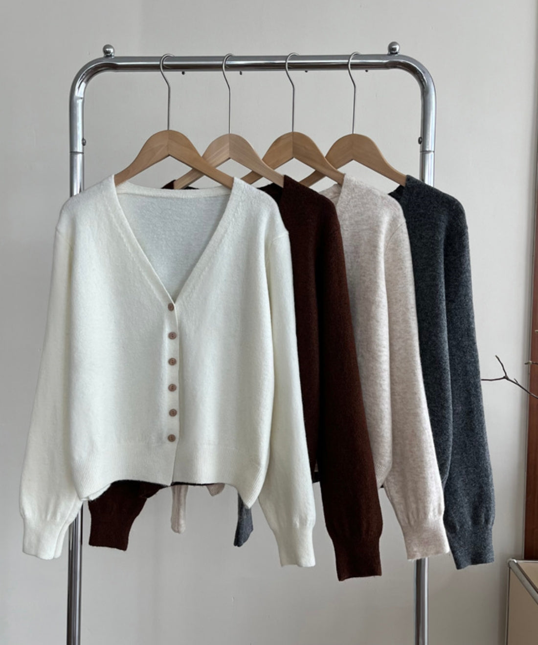 V neck knit soft cardigan