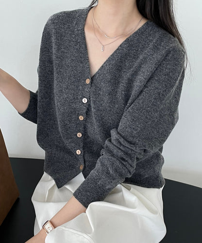 V neck knit soft cardigan