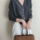 V neck knit soft cardigan