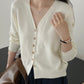 V neck knit soft cardigan