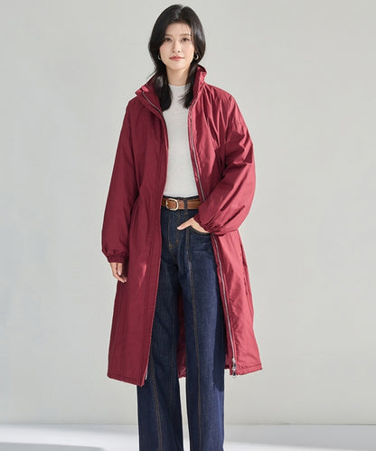 スタンドカラーホワイトグースロングダウンジャケット