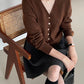 V neck knit soft cardigan