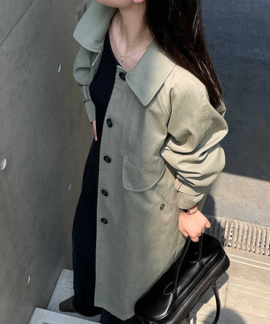 Olive green long coat