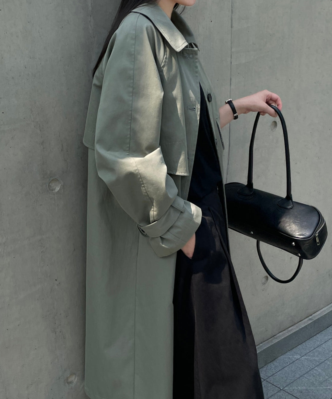 Olive green long coat