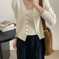 V neck knit soft cardigan