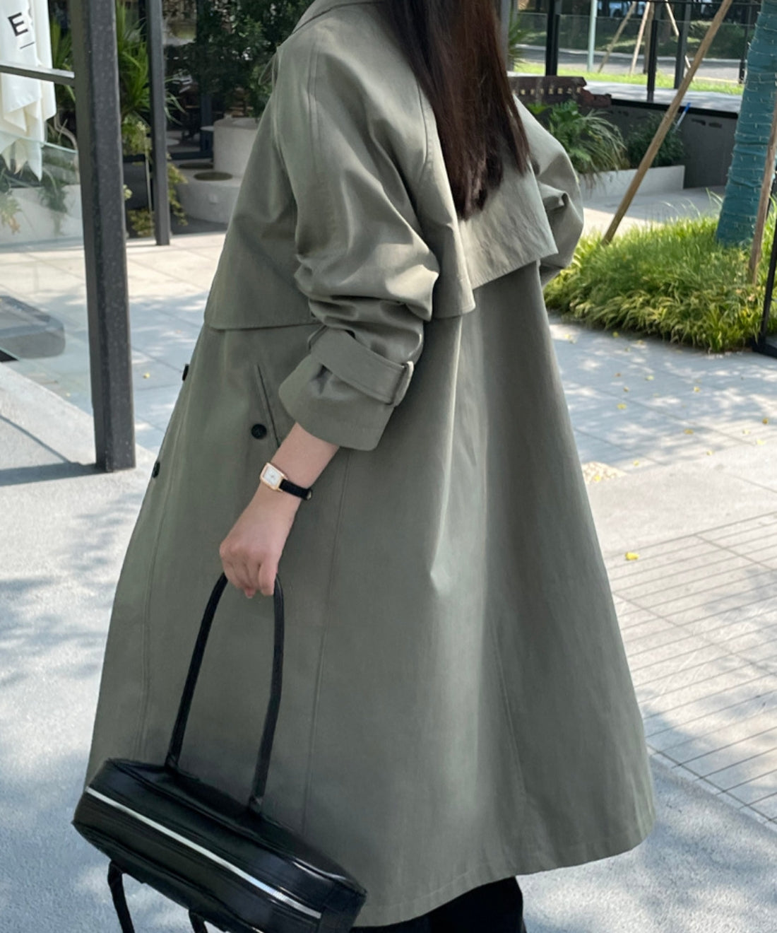 Olive green long coat