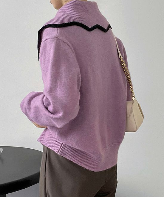 長袖 ニット カラー デザインセーター レディース shi cogn xi