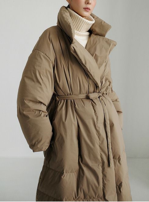 中綿ジャケット コート オーバーサイズ ベルト付 レディース